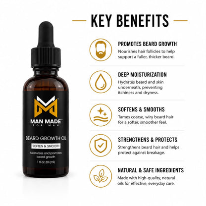 Man Made Beard Growth Oil | Soften, Smooth &amp; Nourish Your Beard