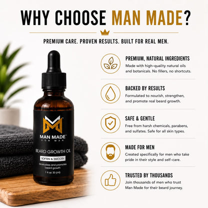 Man Made Beard Growth Oil | Soften, Smooth &amp; Nourish Your Beard