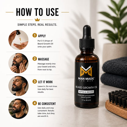Man Made Beard Growth Oil | Soften, Smooth &amp; Nourish Your Beard
