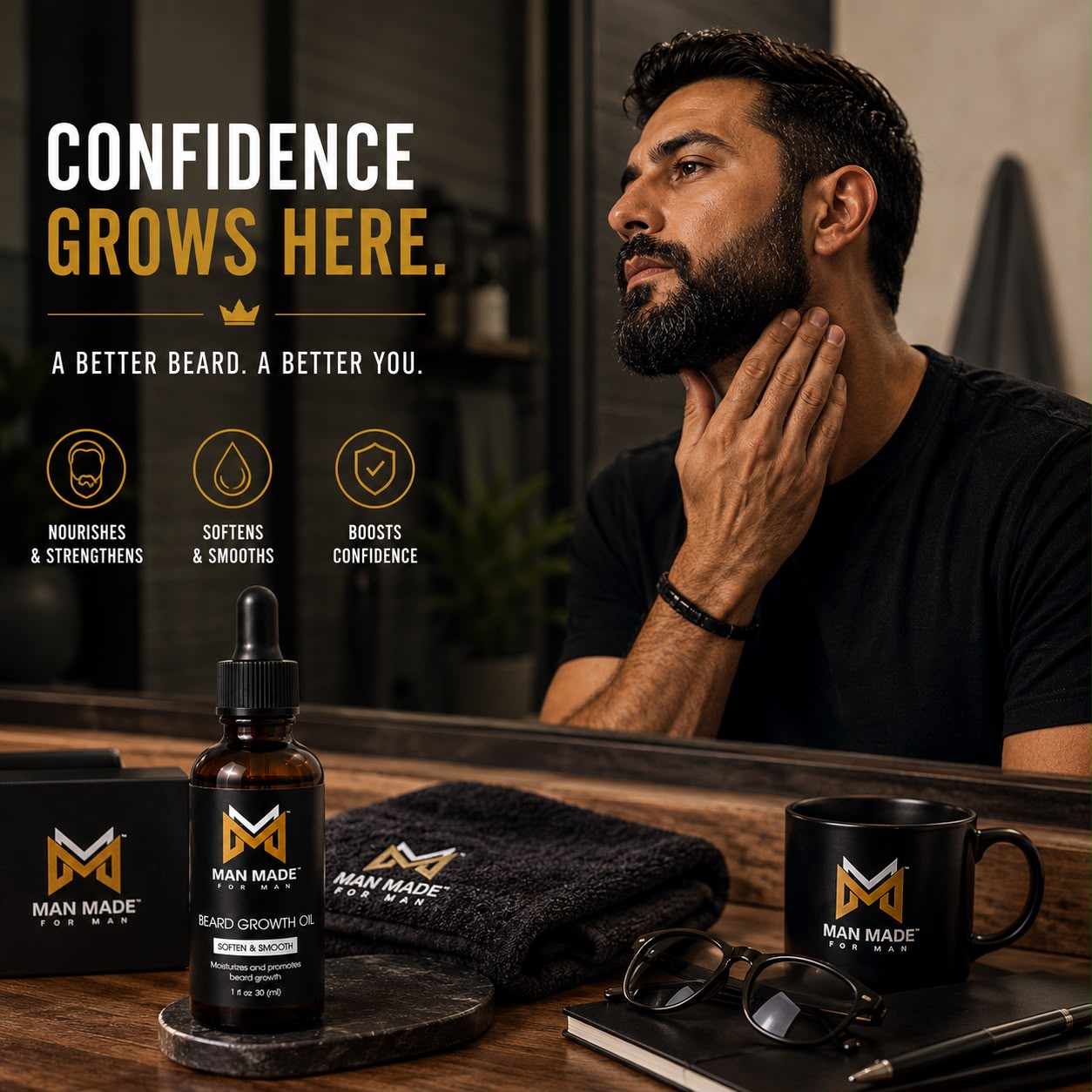 Man Made Beard Growth Oil | Soften, Smooth &amp; Nourish Your Beard
