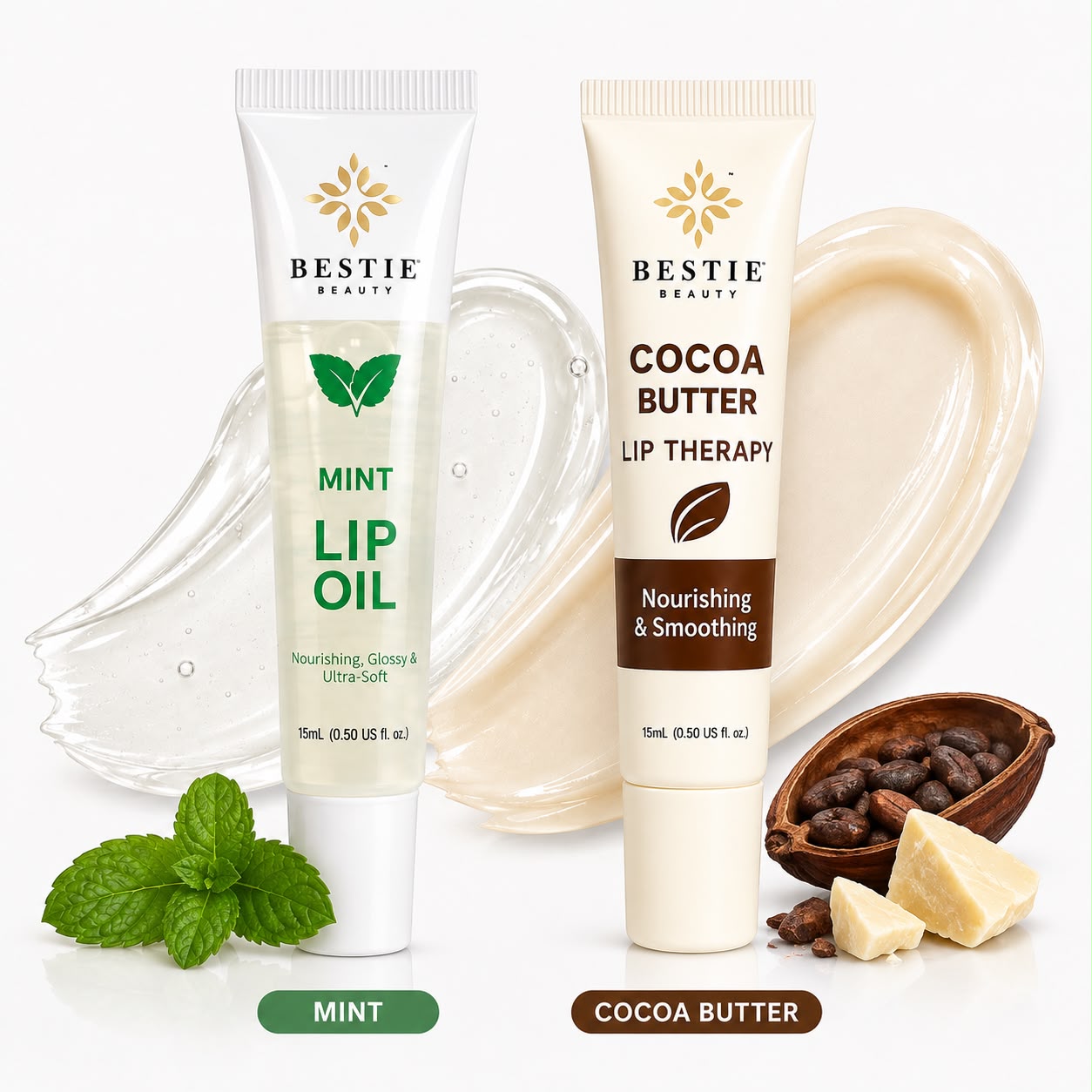 Bestie Beauty Mint Lip Oil &amp; Cocoa Butter Lip Therapy Duo