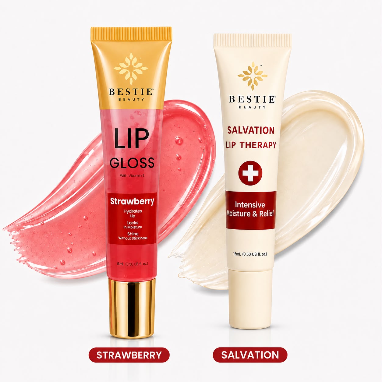 Bestie Beauty Strawberry Lip Gloss &amp; Salvation Lip Therapy Duo