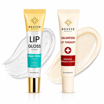 Bestie Beauty Clear Shine Lip Gloss &amp; Salvation Lip Therapy Duo