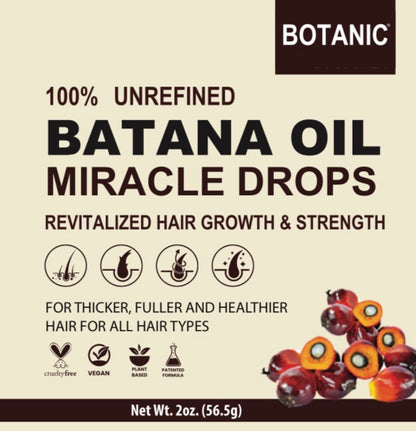 Botanic Hair Care 100% Unrefined Batana Oil for Hair Growth &amp; Scalp Treatment, 2 oz / 60 ml