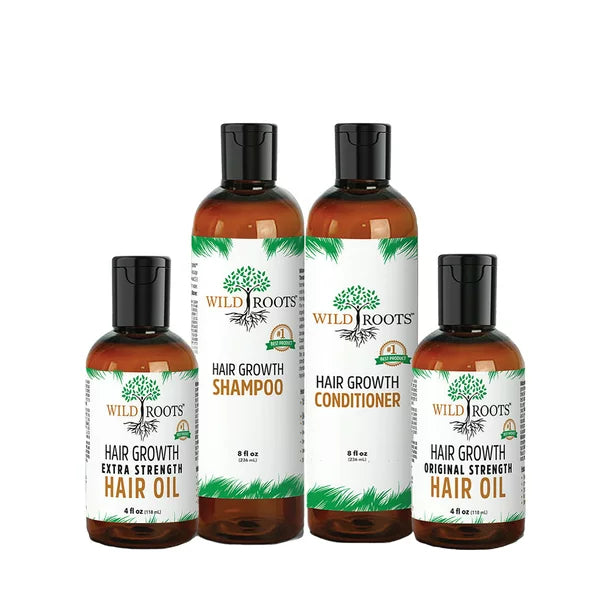 WildRoots Hair Bundle (4) - Shampoo, Conditioner and Hair Oils (2)