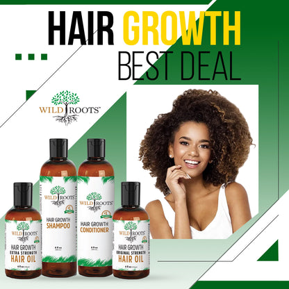 WildRoots Hair Bundle (4) - Shampoo, Conditioner and Hair Oils (2)