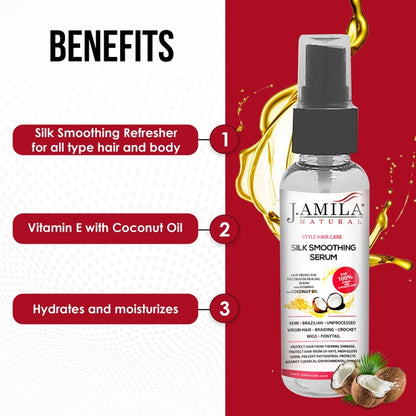 J. AMILA NATRUAL Style Hair Care Silk Smoothing Serum With Vitamin E &amp; Coconut Oil (2oz)