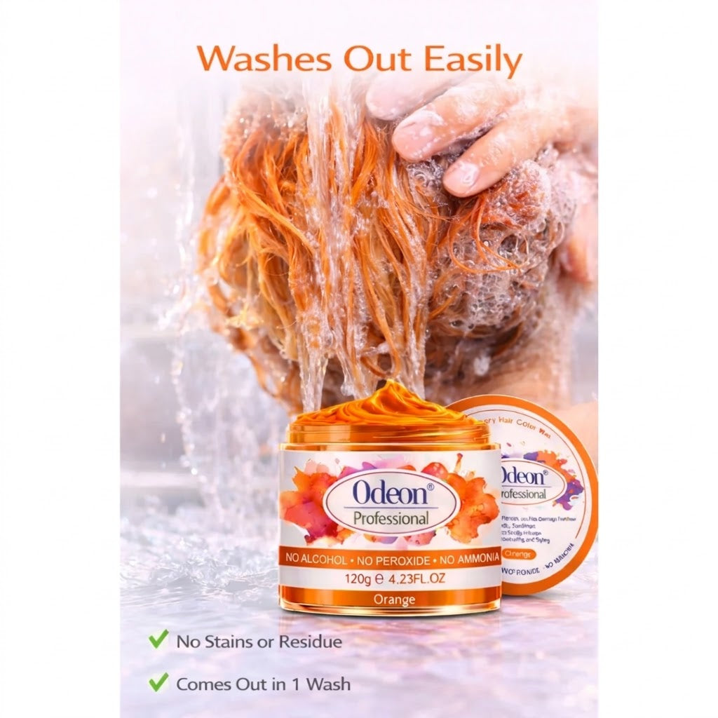 Odeon Professional Orange Hair Color Wax, Temporary Hair Dye for Women &amp; Men (4.23oz)