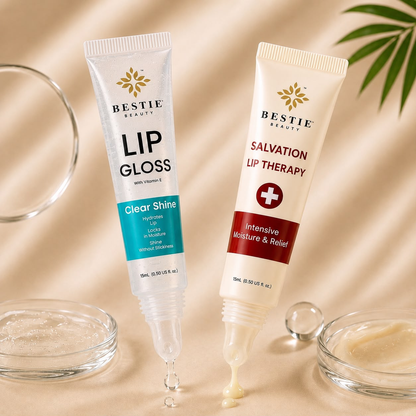 Bestie Beauty Clear Shine Lip Gloss &amp; Salvation Lip Therapy Duo