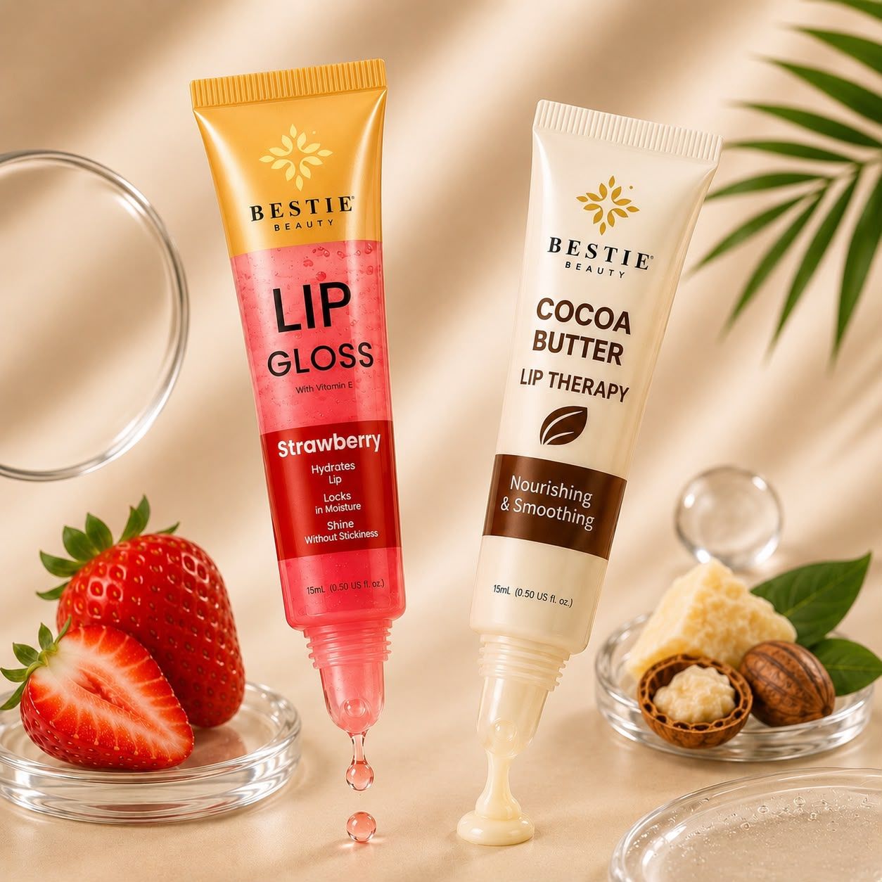 Bestie Beauty Strawberry Lip Gloss &amp; Cocoa Butter Lip Therapy Duo