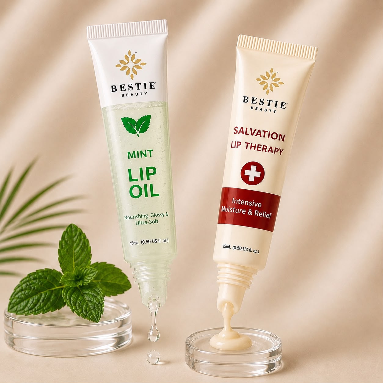 Bestie Beauty Mint Lip Oil &amp; Salvation Lip Therapy Duo