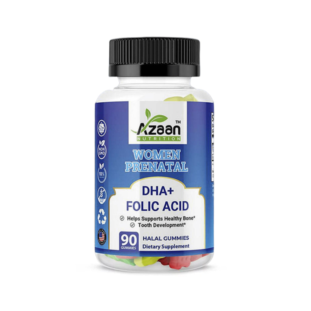 Azaan Women Prenatal DHA+ Folic Acid Halal Gummies Dietary Supplement 90 Counts